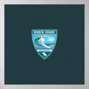 Poster Surf Shore Kauai Hawaii