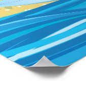Poster Surf sur une plage tropicale avec palmiers (Coin)