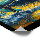 Poster Surf Surfant Planche de Surf - Style Van Gogh - Ét (Coin)