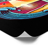 Poster Surf Surfing Surfer Wave Ocean Sunset Outer Space  (Coin)