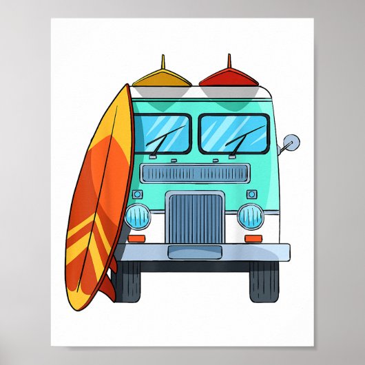 Poster Surf Van Surfboard Palm Trees Surfboard Surfboard (Devant)