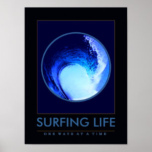 Poster surf . vie de surf . une vague à la fois