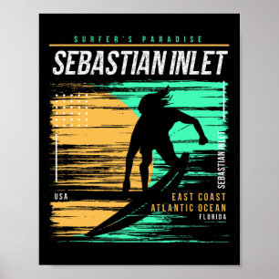 Poster Surf vintage à Sestian Inlet Floride Para