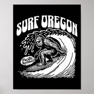Poster Surf vintage Oregon Sasquatch surfeur