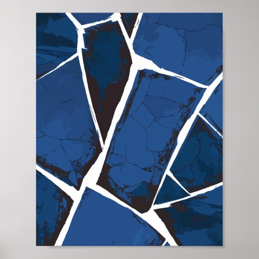 Poster Surface Bleue Fendillée avec Lignes Blanches (Devant)