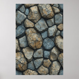 Poster Surface de pierre fissurée : Une texture rocheuse