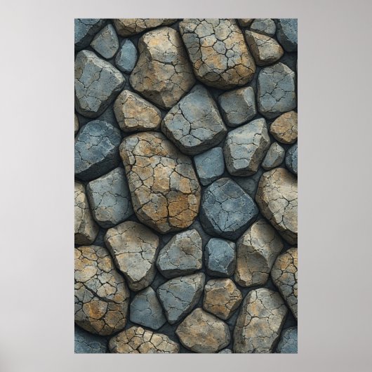 Poster Surface de pierre fissurée : Une texture rocheuse (Devant)