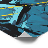 Poster Surface fissurée avec des flux jaunes électriques (Coin)