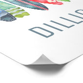 Poster Surfboard Watercolor Custom Name Print (Coin)
