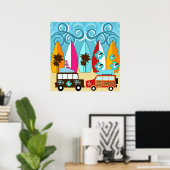 Poster Surfboards Beach Bum Surfing Hippie Vans (Bureau à domicile)