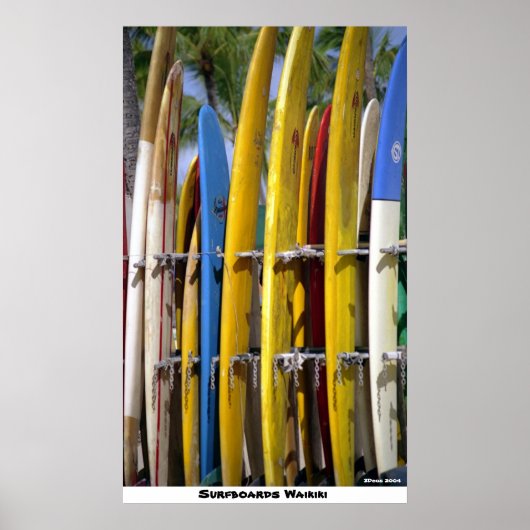 Poster Surfboards Waikiki (Devant)