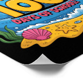 Poster Surfé à travers 100 jours d'école drôle de requin (Coin)