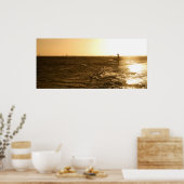 Poster Surfer au coucher du soleil - Oahu, Hawaii (Cuisine)