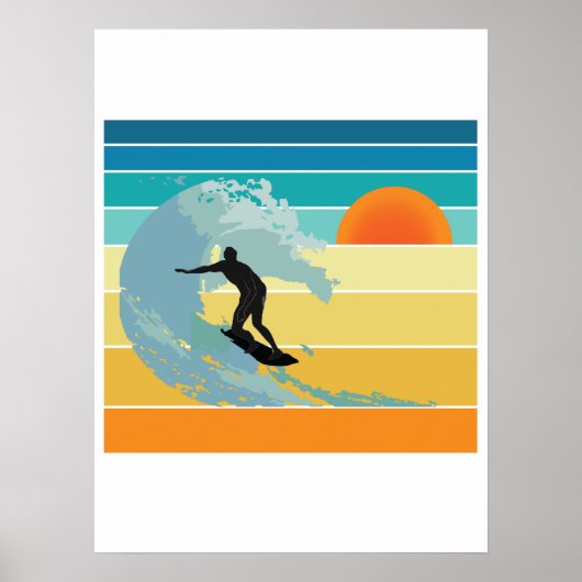 Poster Surfer Dude Sunset Vintage (Devant)
