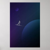 Poster Surfer en argent minimal (Devant)