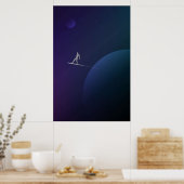 Poster Surfer en argent minimal (Cuisine)