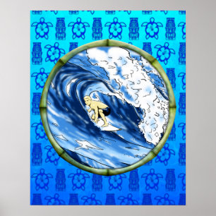 Poster Surfer en cercle de bambou