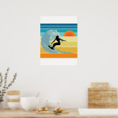 Poster Surfer Girl Sunset Vintage (Cuisine)