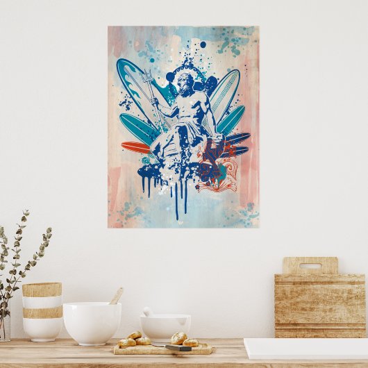 Poster surfer poseidon (Cuisine)