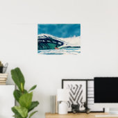 Poster Surfer sur l'océan bleu californie surf art (Bureau à domicile)