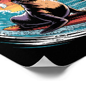 Poster Surfer Surf les années 70 80s Père Noël Cruz Calif (Coin)