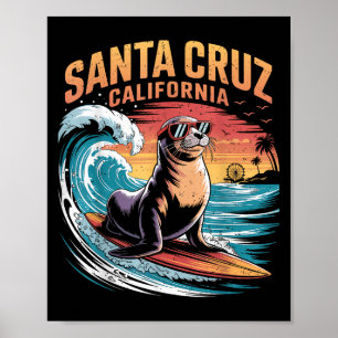 Poster Surfer Surf les années 70 80s Père Noël Cruz Calif