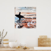 Poster Surfer Walking Art Print (Cuisine)