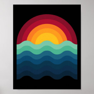 Poster Surfeur Planche de surf Coucher de soleil Surf Sur