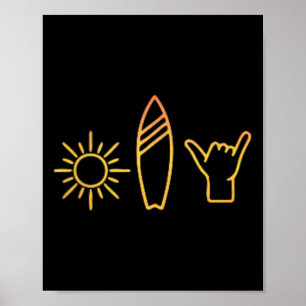 Poster Surfeur Planche de surf Vintage Surf Plage Été Sur