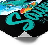 Poster Surfeur Saurus Rex Dinosaure de surf Dino Surfe (Coin)