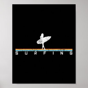 Poster Surfeur Surf Planche à Surf Vintage Style Rétro