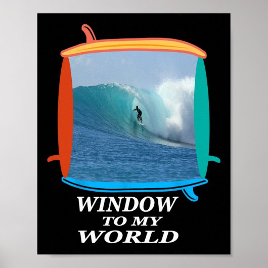 Poster Surfeur, Surf, Vagues, Océan, Fenêtre de planches (Devant)