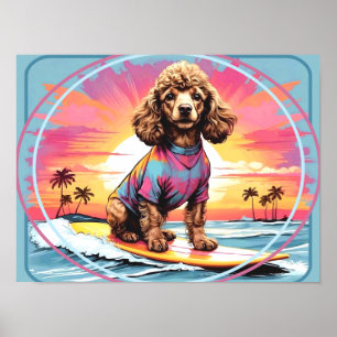 Poster Surfing Caniche