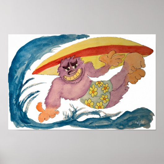 Poster Surfing Gorilla (Devant)