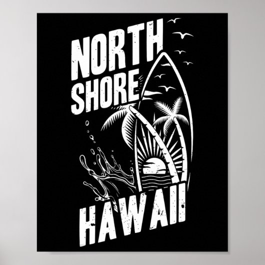 Poster Surfing North Shore Hawaï _1 (Devant)