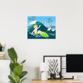 Poster Surfs de garçon grande vague fête d'anniversaire (Bureau à domicile)