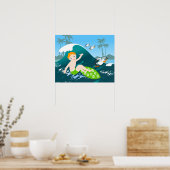 Poster Surfs de garçon grande vague fête d'anniversaire (Cuisine)