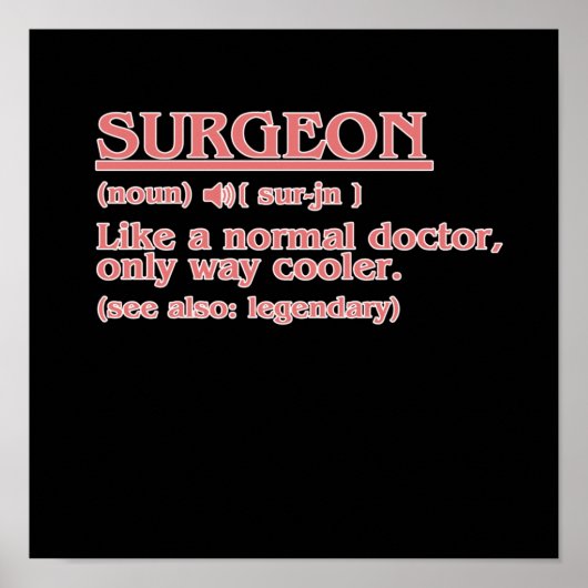 Poster Surgeon Definition Surgery Medical Doctor Neurolog (Devant)