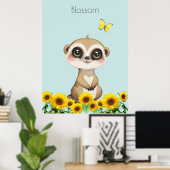Poster Suricate mignon et tournesols (Bureau à domicile)