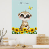 Poster Suricate mignon et tournesols (Cuisine)