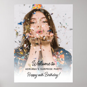Poster Surprise Photo de fête d'anniversaire Fun Bienvenu