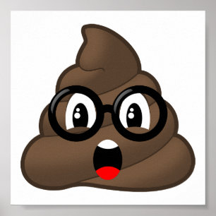Poster Surprised Poop Glasses Emoji