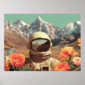 Poster Surreal Astronaut In Flower Field (Devant)