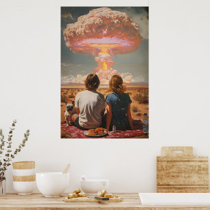 Poster Surreal Atomic Picnic Digital Wall Art - Retro Cou