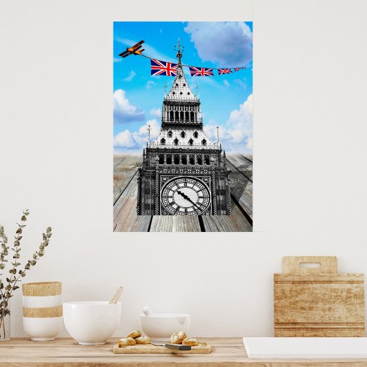 Poster Surreal Big Ben, Londres et British Art (Cuisine)