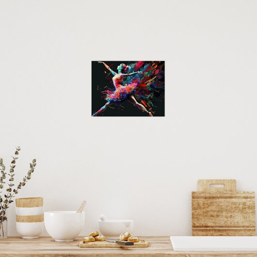 Poster Surreal Color Splash Dancing Ballerina (Cuisine)