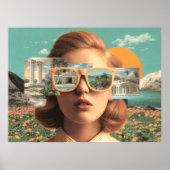 Poster Surreal female portrait with retro sunglasses (Devant)
