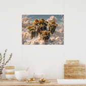 Poster Surreal Floating Islands With Golden Trees (Cuisine)