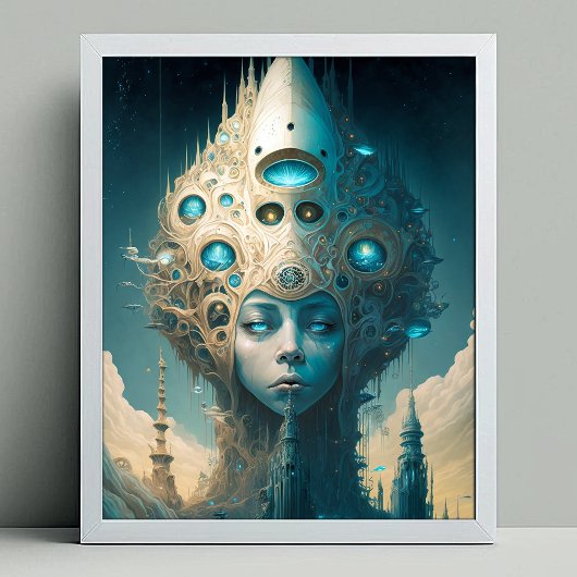 Poster Surreal Futuristic Alien Woman Lanscape