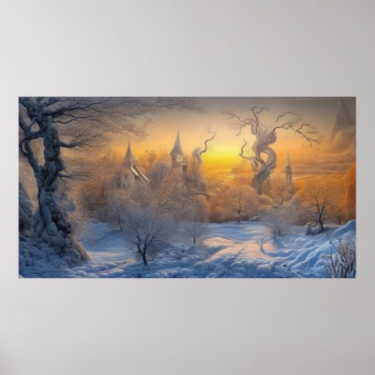 Poster Surreal Moderne hiver Abstrait merveilleux neige s (Devant)